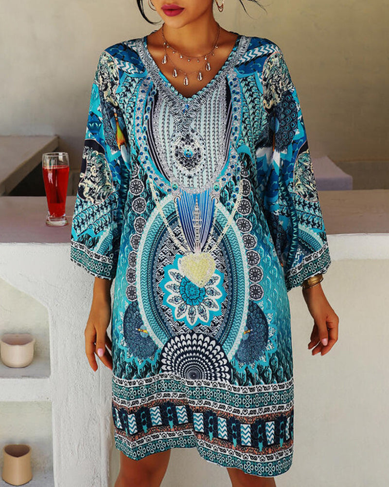 Emelia™ - Vibrant Bohemian Print Dress