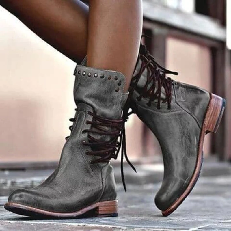 Leather Lace-Up Boots