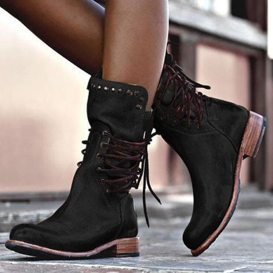 Leather Lace-Up Boots