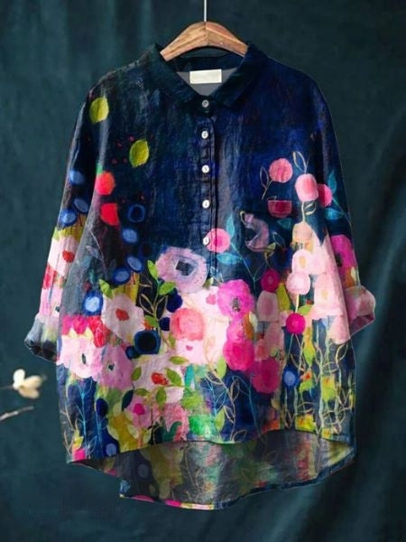 Lila Floral Print Blouse