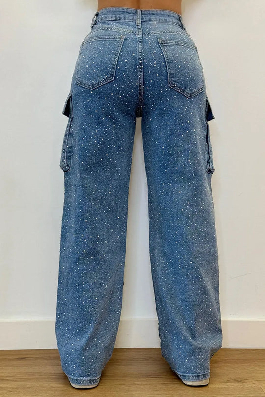 Lucy | Rhinestone Cargo Jeans