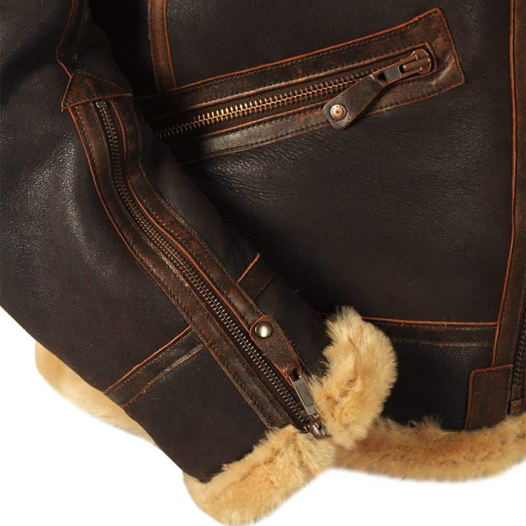 Adrian™ | Vintage Fur-Lined Aviator Jacket