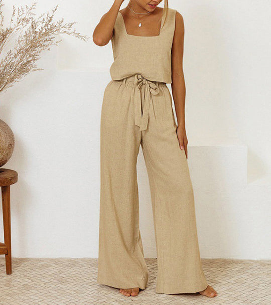 Evelyne™ | Luxe Minimalist Top & Wide-Leg Pants Set