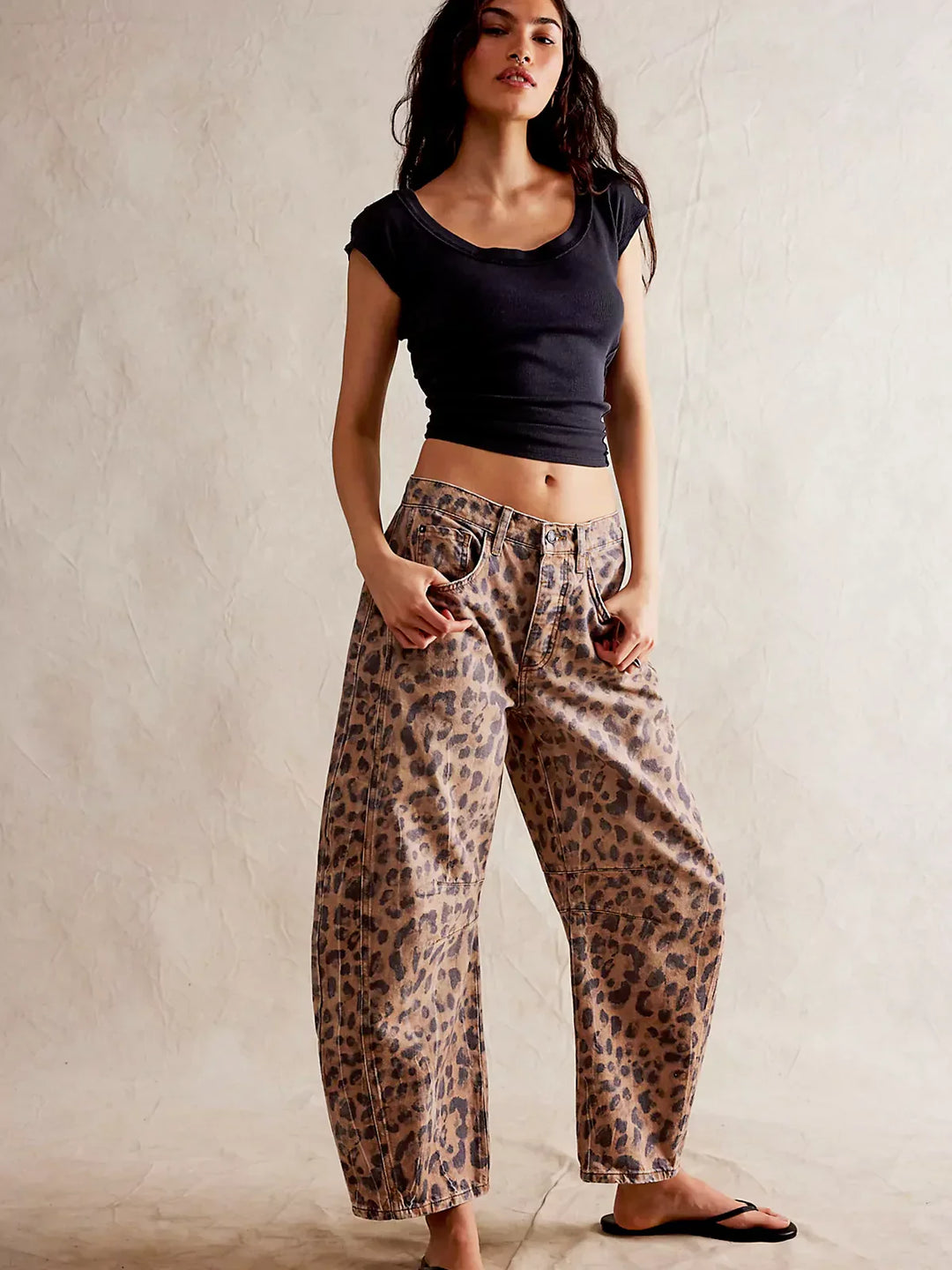 Leopard Print Baggy Jeans