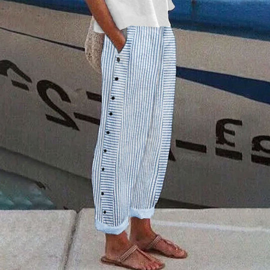 Mary Striped Cotton Trousers