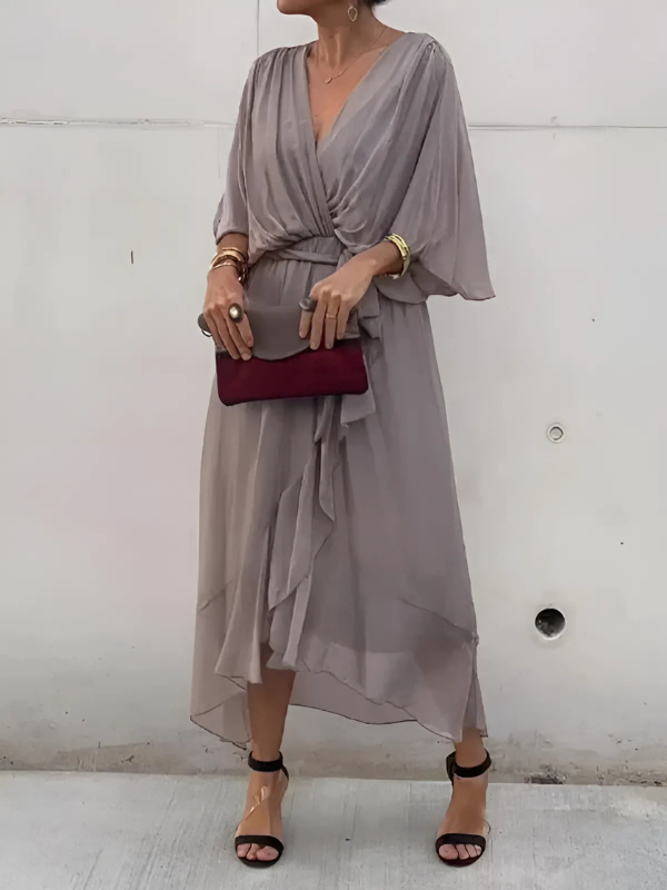 Amara™ | Natural Elegance Cotton-Linen Wrap Dress