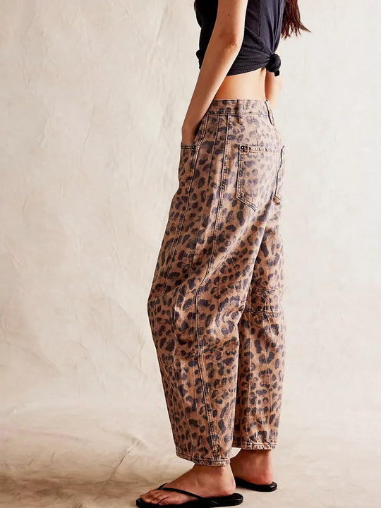 Leopard Print Baggy Jeans