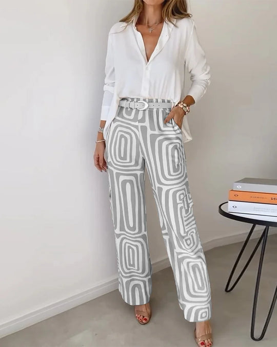 Mila™ | Geometric Palazzo Pants & Top Set