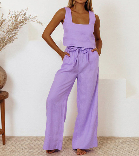 Evelyne™ | Luxe Minimalist Top & Wide-Leg Pants Set