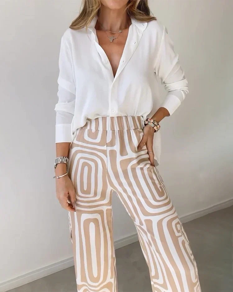 Mila™ | Geometric Palazzo Pants & Top Set