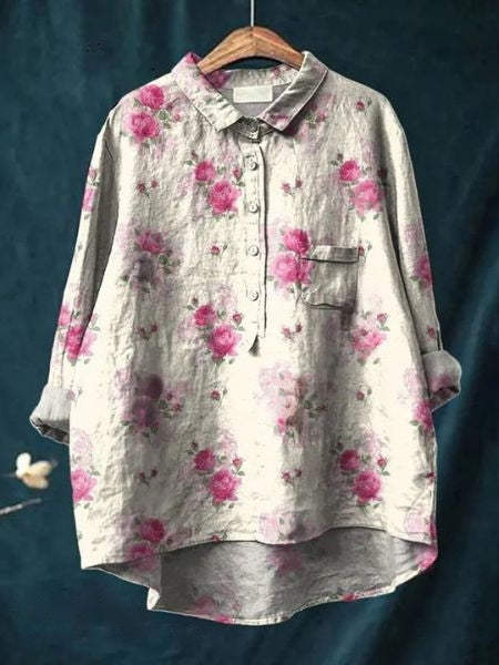 Lila Floral Print Blouse