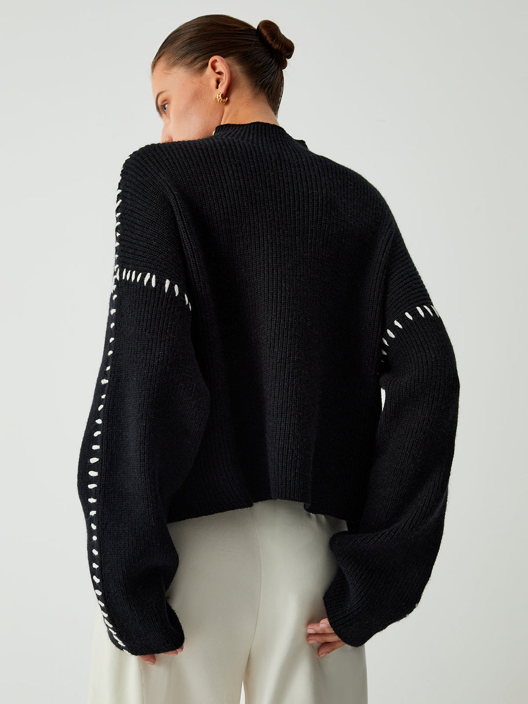 Alma | Oversized Turtleneck Sweater with Piqué Details