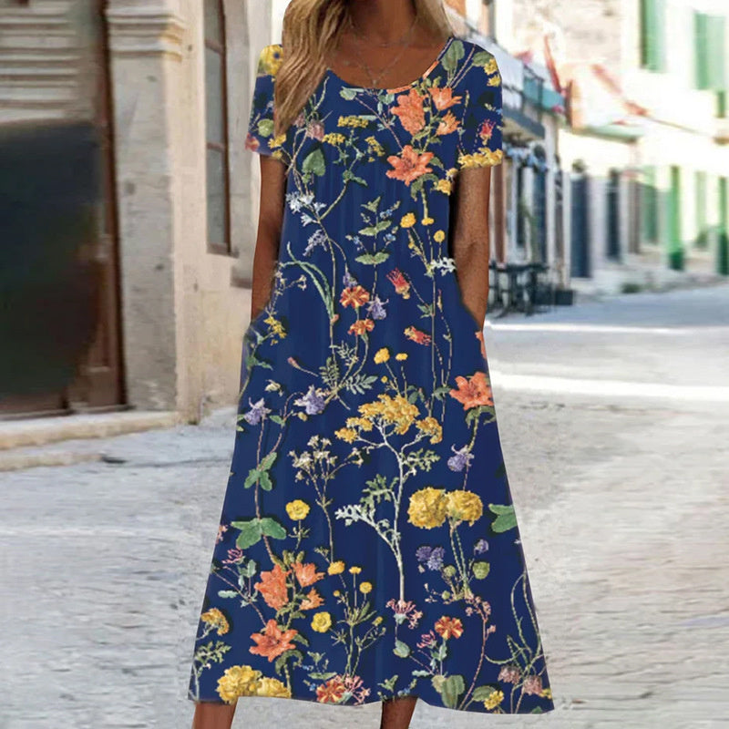 Lila Elegant Boho Floral Maxi Dress with Tummy Coverage