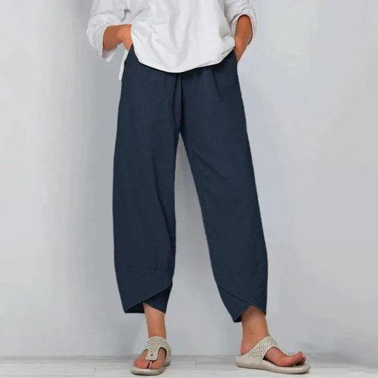 Natasha Chic Cotton And Linen Trousers