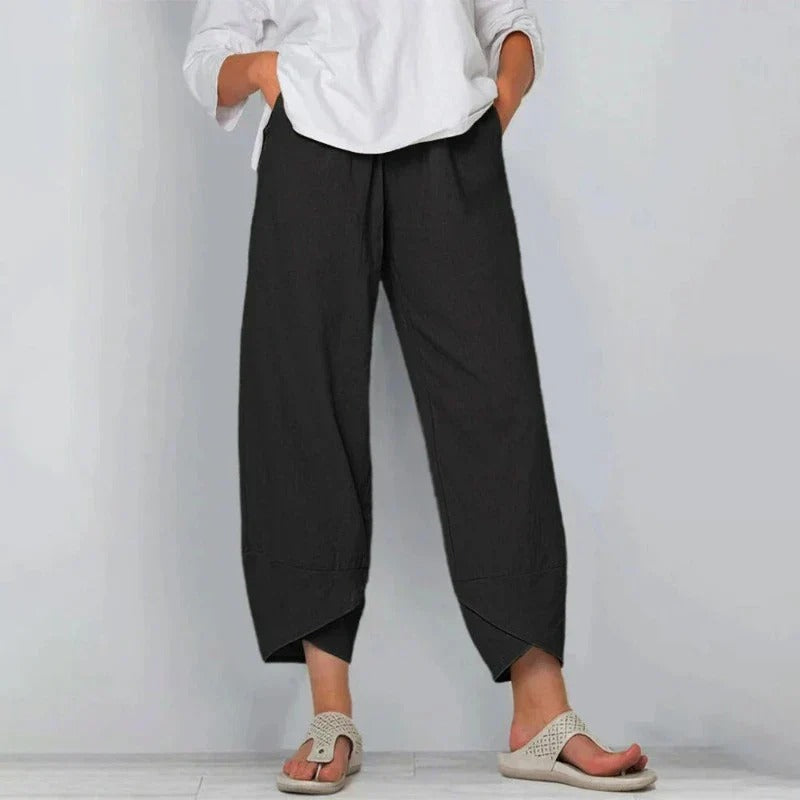 Natasha Chic Cotton And Linen Trousers