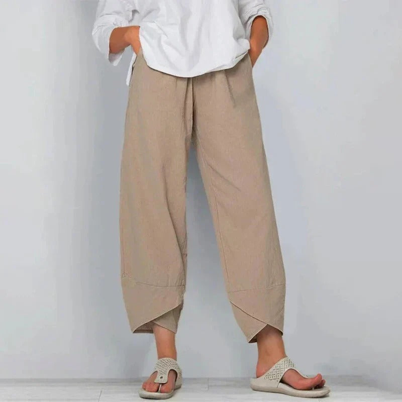 Natasha Chic Cotton And Linen Trousers