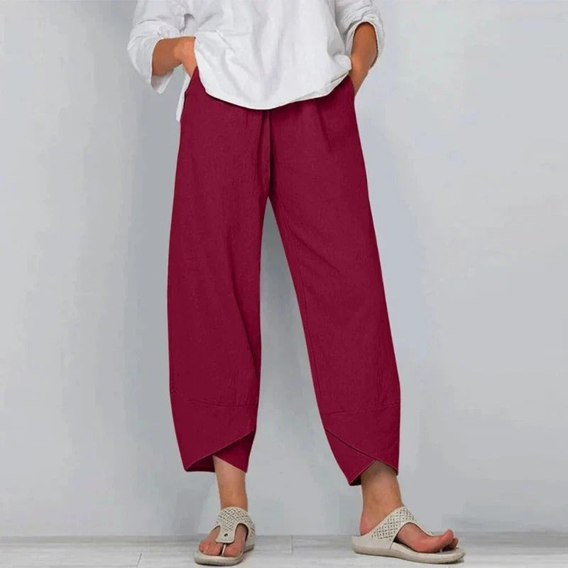 Natasha Chic Cotton And Linen Trousers