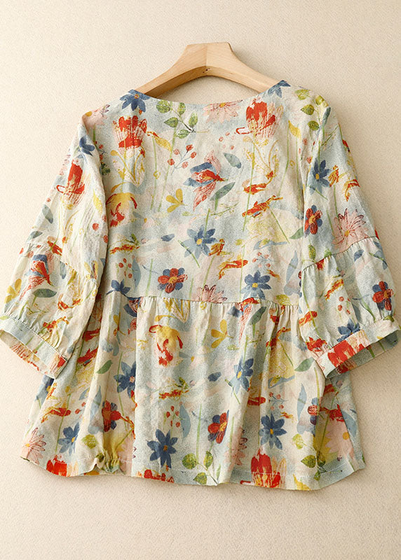 Saoirse™ | Floral Cotton-Linen Blouse