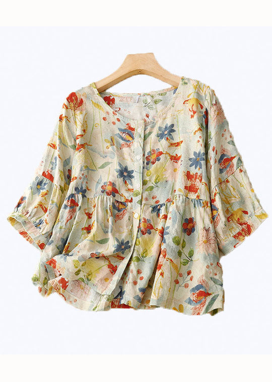 Saoirse™ | Floral Cotton-Linen Blouse