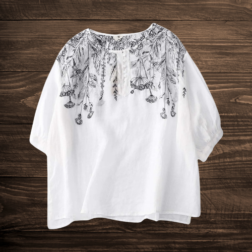 Bella™ | Plus Size Vintage Embroidered Chiffon Blouse