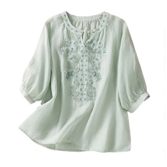 Rosalie | Embroidered Cotton Floral Blouse