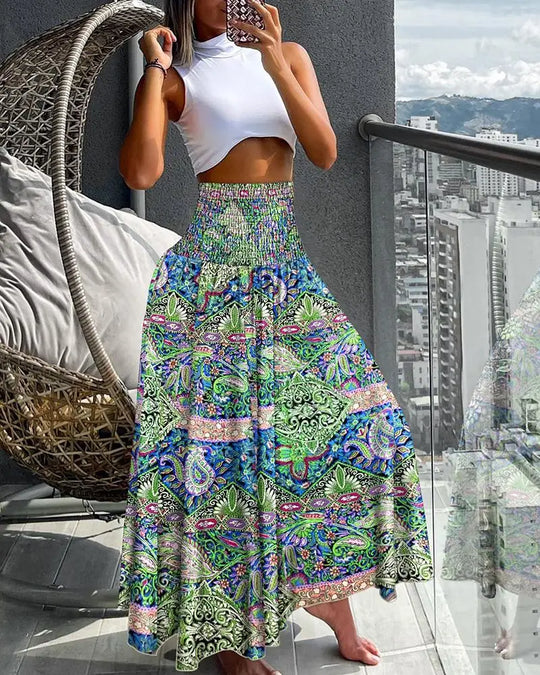 Ava™ Boho Print Swing Skirt