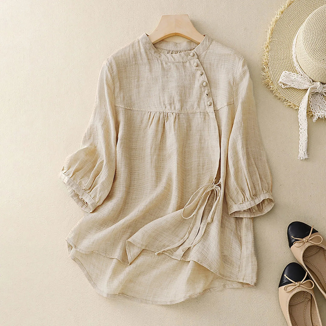 Sophia™ | Vintage Linen Button-Up Blouse