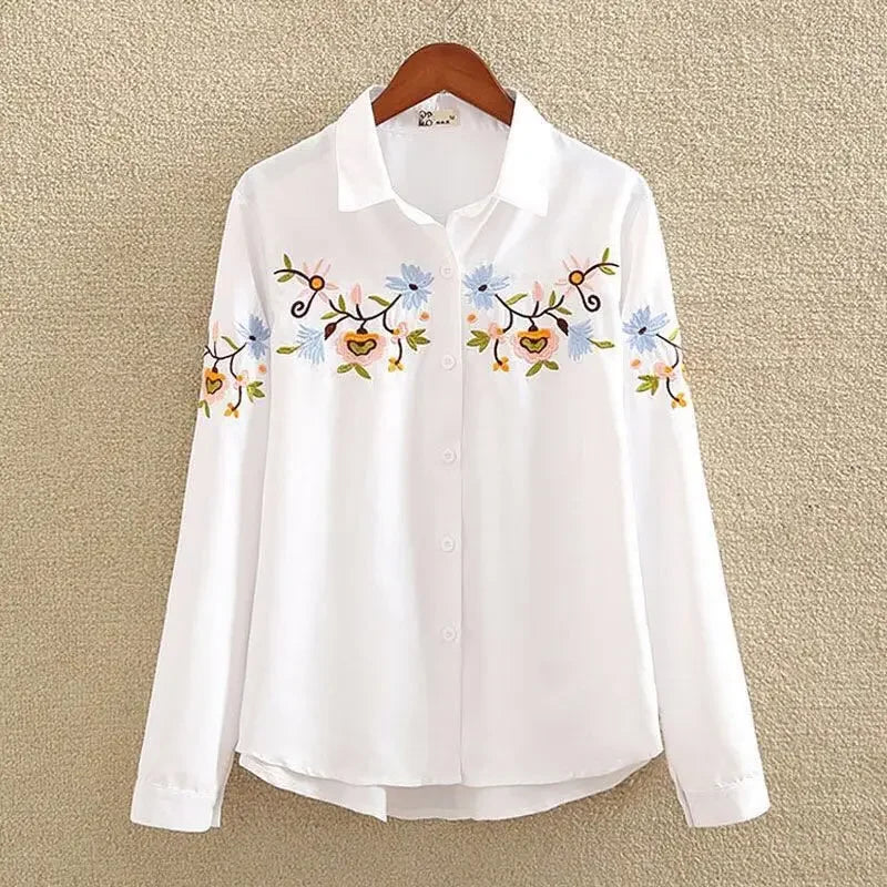 Ella™ Embroidered Button-Down Blouse