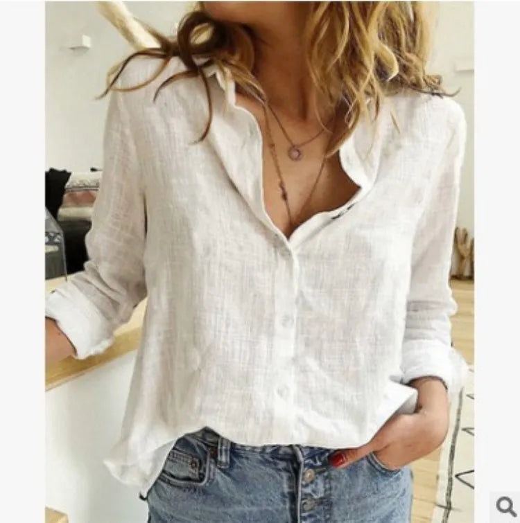 Sabrina | Cotton Long Sleeve Shirt Top