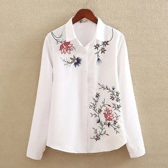 Ella™ Embroidered Button-Down Blouse