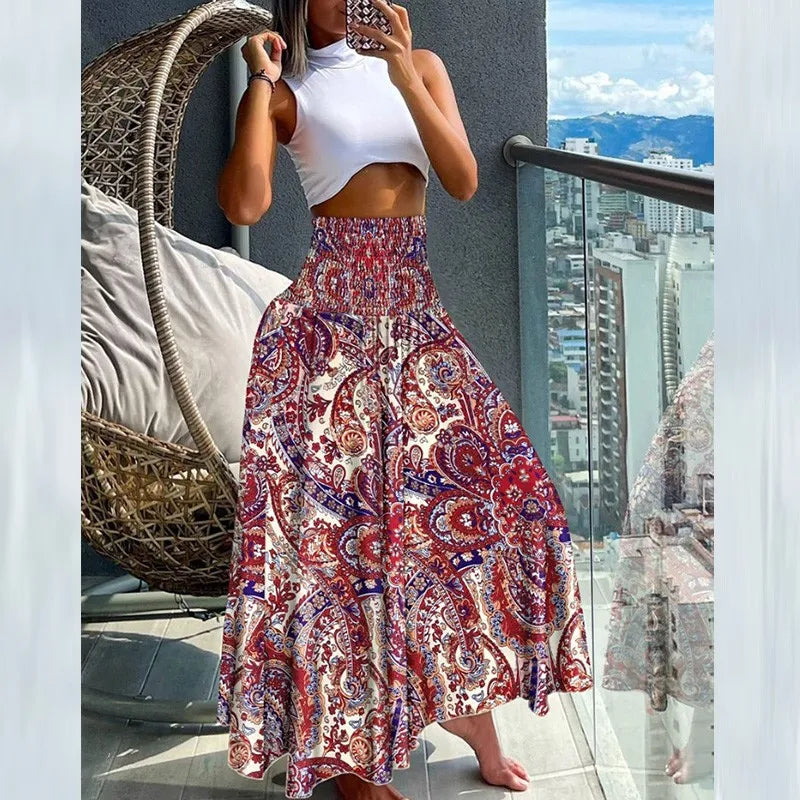 Ava™ Boho Print Swing Skirt