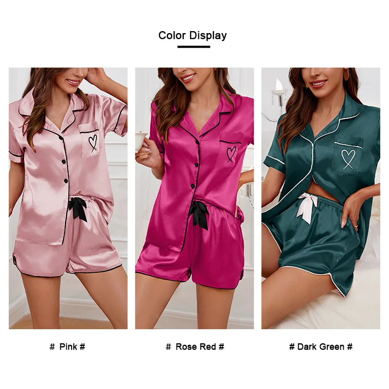 Josie - Heart Embroidered Pajama Set