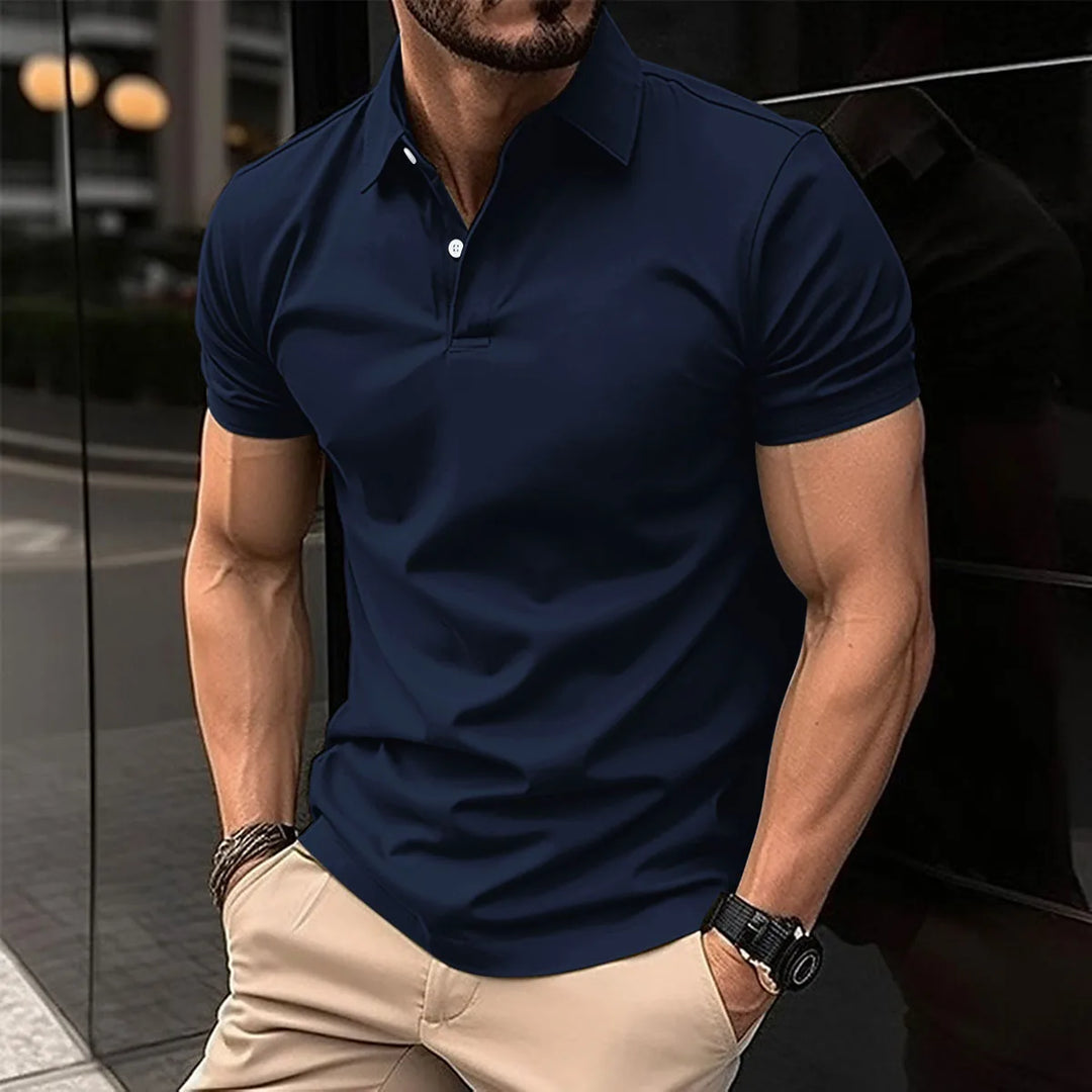 European Summer Best-Selling Men's Solid Color Polo Shirt, Men's T-Shirt, Comfortable Slim, Business Office, Golf Men's Clothing