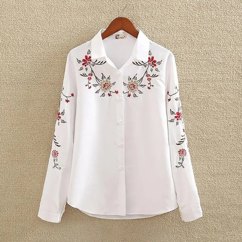 Ella™ Embroidered Button-Down Blouse