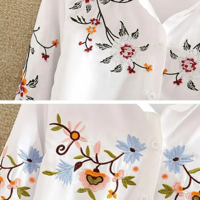 Ella™ Embroidered Button-Down Blouse