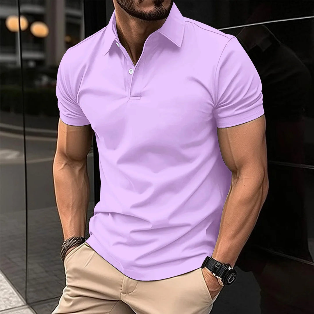 European Summer Best-Selling Men's Solid Color Polo Shirt, Men's T-Shirt, Comfortable Slim, Business Office, Golf Men's Clothing