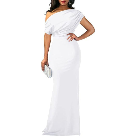 Christine - Elegant High-Neck Slit Dress