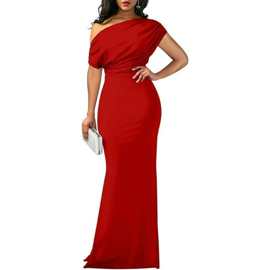 Christine - Elegant High-Neck Slit Dress