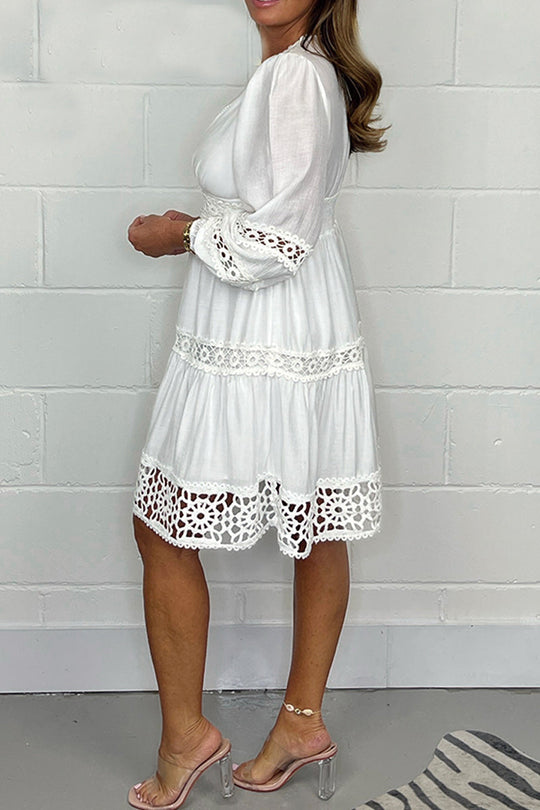 Lily | V-Neck Lace Cotton Dress