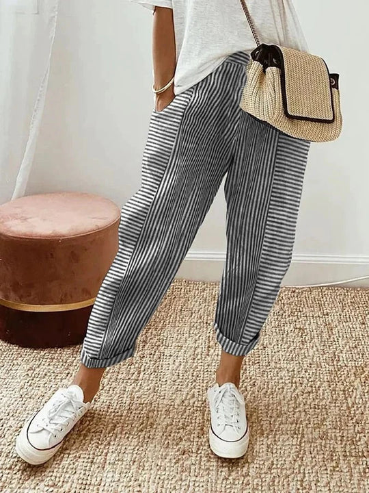 Avery | Striped Cotton Relax Pants