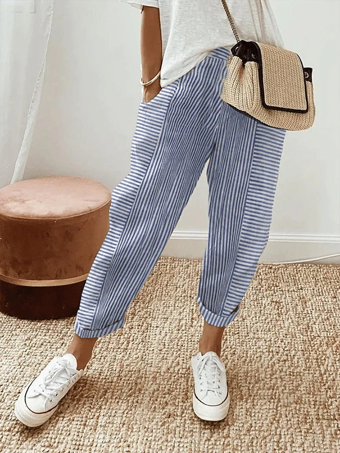 Avery | Striped Cotton Relax Pants