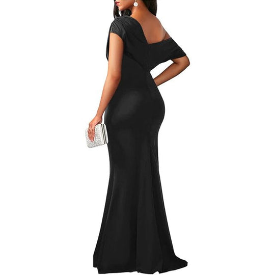 Christine - Elegant High-Neck Slit Dress