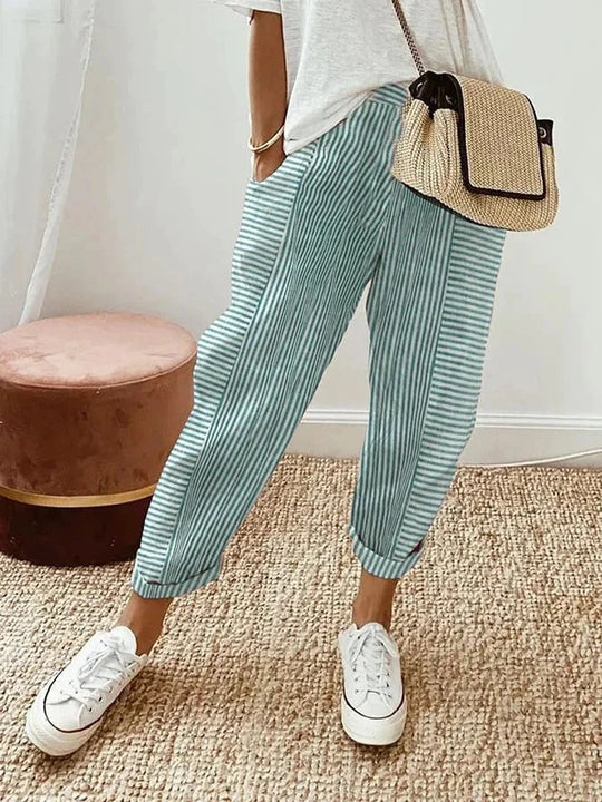 Avery | Striped Cotton Relax Pants