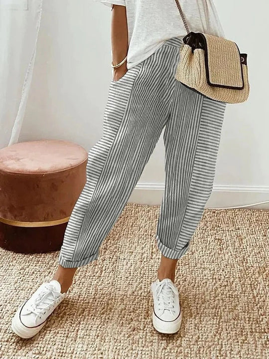 Avery | Striped Cotton Relax Pants