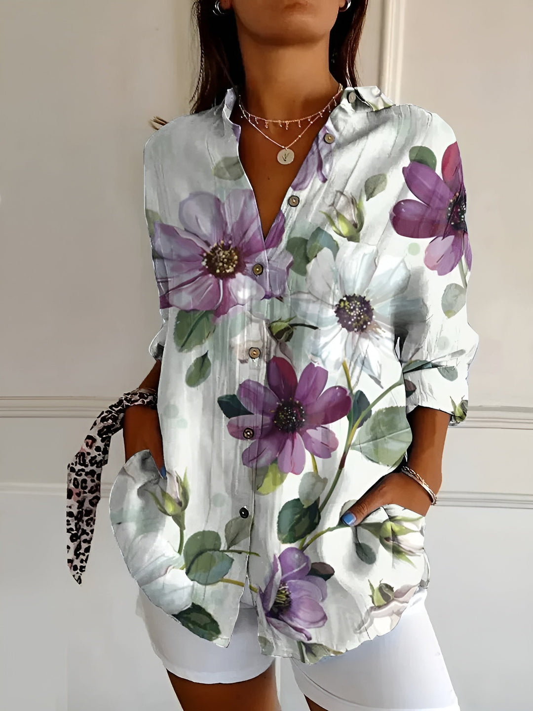 Amara™ | Floral Breeze Button-Up Shirt