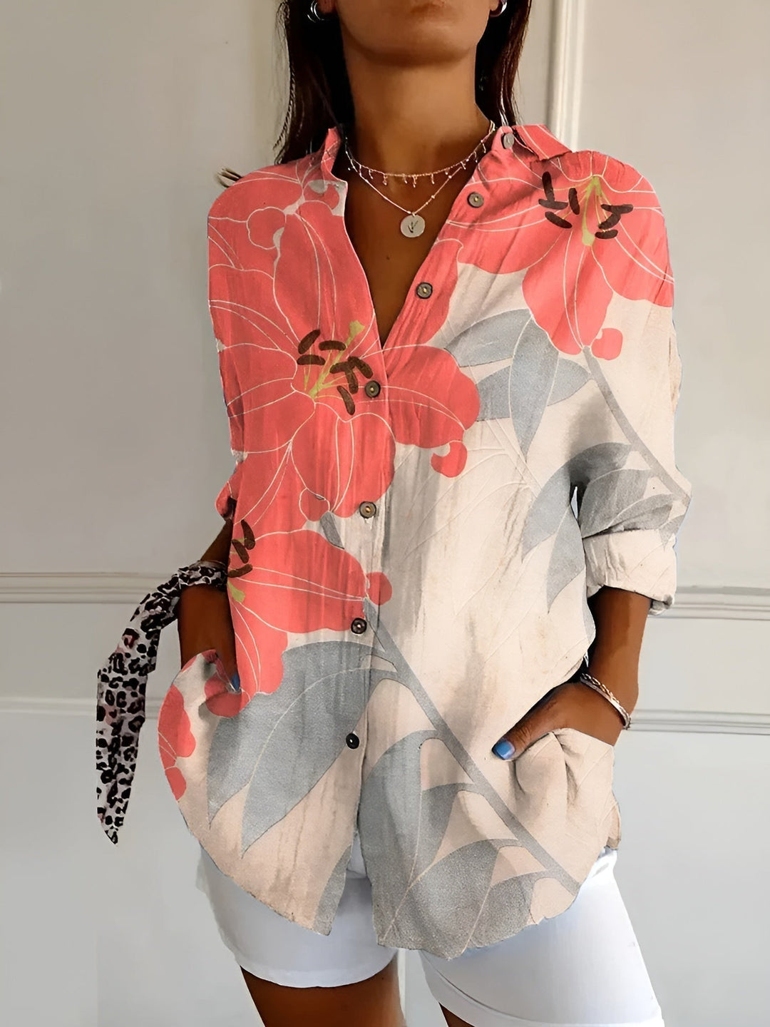 Amara™ | Floral Breeze Button-Up Shirt